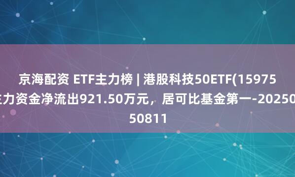 京海配资 ETF主力榜 | 港股科技50ETF(159750)主力资金净流出921.50万元，居可比基金第一-20250811